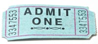 Ticket marked 'Admit One'
